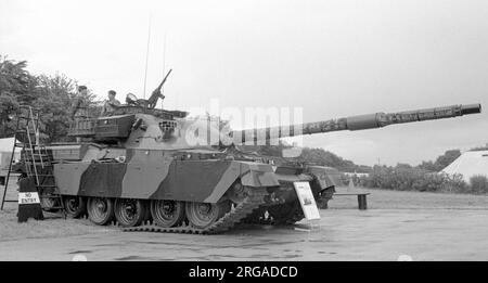 Eine Chieftaintank auf der British Army Equipment Exhibition, die vom 23-27. Juni 1980 in Aldershot stattfand. Stockfoto