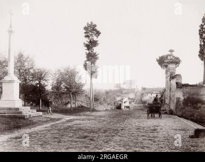 Vintage 19. Jahrhundert Foto: Via Appia, Appian Way, Grab von Cecilia Metella. Rom Italien. Stockfoto
