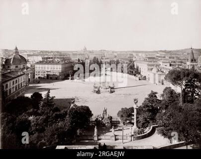 Vintage 19. Jahrhundert Foto: Piazza del Popolo, Rom Italien. Stockfoto