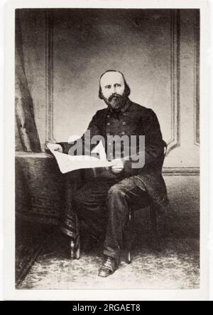 Vintage 19. Jahrhundert Foto: Giuseppe Maria Garibaldi war ein italienischer General, Patriot und Republikaner. Er trug zur Vereinigung Italiens und zur Gründung des Königreichs Italien bei. Stockfoto