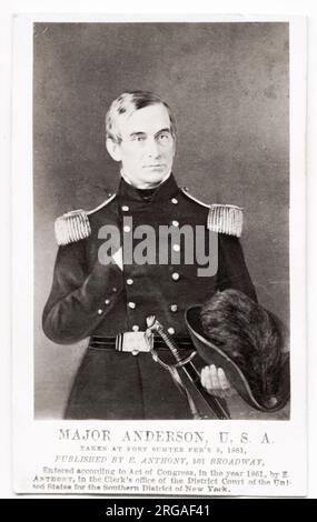 Oldtimer-Foto aus dem 19. Jahrhundert: Robert Anderson (14. Juni 1805 bis 26. Oktober 1871) war während des Amerikanischen Bürgerkriegs Offizier der US-Armee. Stockfoto
