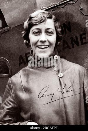 Amy Johnson CBE (1. Juli 1903 - 5. Januar 1941) Pionierflugzeug aus England Stockfoto