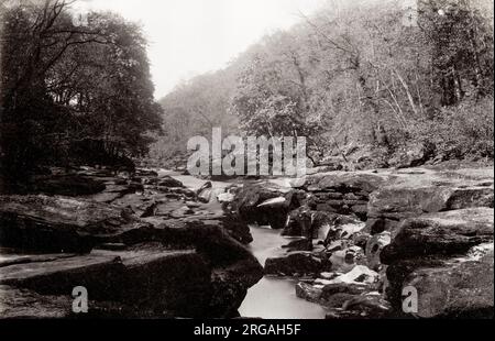 Vintage 19. Jahrhundert Foto: The Strid, am Fluss Wharfe, Bolton Woods, Yorkshire. Stockfoto