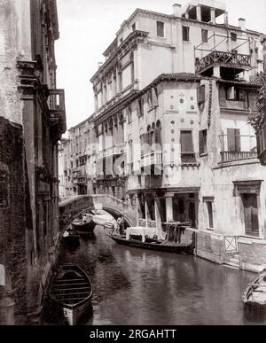 C 1880 s Kanal in Venedig Italien Stockfoto