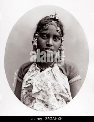 C. 1880s Südostasien - junge indische Bengali Frau, in Singapur getroffen Stockfoto