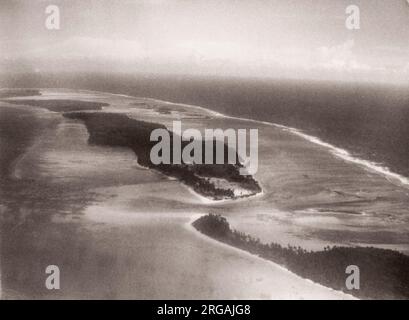 1940s Ostafrika - Addu-Atoll im Moldivianischen Archipeligo, Indischer Ozean Foto eines britischen Armeeanwärters, der während des Zweiten Weltkriegs in Ostafrika und im Nahen Osten stationiert war Stockfoto