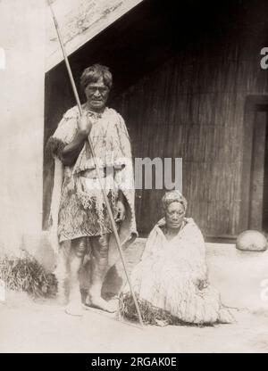 Vintage 19. Jahrhundert Foto - Maori Mann und Frau Stockfoto