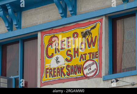 Sign advertising the Freak Show at Coney Island, New York Stock Photo
