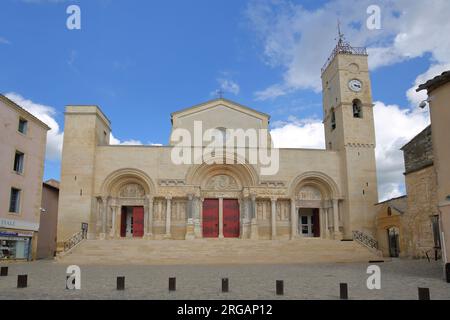 Romanisches UNESCO-St. Egidius Abbey Church, St-Gilles, Gard, Camargue, Provence, Frankreich Stockfoto