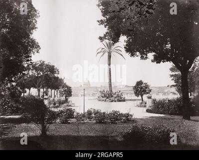 Vintage 19. Jahrhundert Foto: Blick auf Rom vom Pincian Hill, St. Peter im Hintergrund. Stockfoto