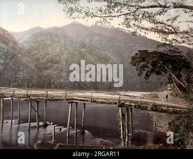 C. 1880 Japan - arashiyama Hill und Togetsu Brücke, Kyoto Stockfoto