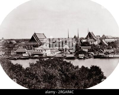 C 1880 Südostasien - Blick auf Bangkok Siam Thailand Stockfoto