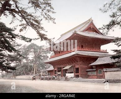 C. 1880 Japan - grosse Tor, Shiba Tempel, Tokio Stockfoto