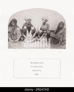 Vintage 19. Jahrhundert Foto: Die Menschen in Indien: Eine Reihe von fotografischen Illustrationen, mit Beschreibenden Briefedruck, der Rassen und Stämme von Hindustan - veröffentlicht in den 1860er Jahren im Auftrag des Vizekönigs, Lord Canning - Wuddurs, Hindoos, Berar. Stockfoto