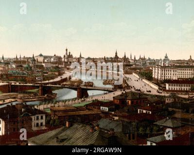 Moskau, Fluss und Stadtzentrum, Russland, c,1900 Stockfoto