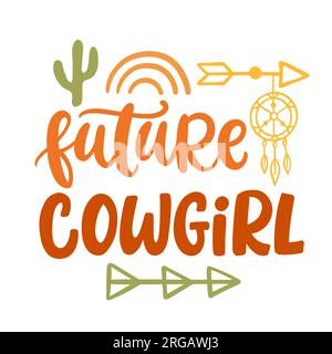 Future Cowgirl Kids handgeschriebener Schriftdruck Stock Vektor