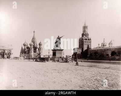 19 Vintage Foto Russland - der Rote Platz in Moskau - die Basilius-kathedrale, Kreml Stockfoto