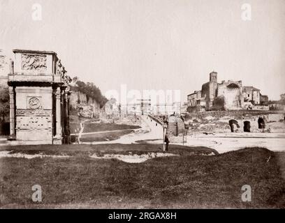 Spätes 19th Jahrhundert Vintage Foto: Rom, Italien, ungewöhnliche Ansicht der römischen Ruinen. Stockfoto