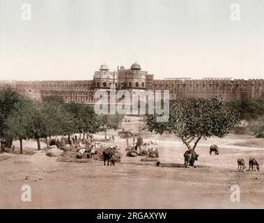 Vintage Ende 19th Jahrhundert Foto: The Red Fort, Agra, Indien. Stockfoto