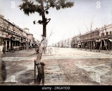 Spätes 19th Jahrhundert Vintage-Foto: Hauptstraße, Ginza, Tokyo, Japan Stockfoto