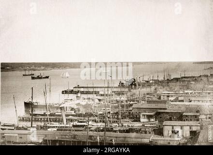 Im frühen 20. Jahrhundert vintage Pressefoto - Hafen von Halifax in Kanada im Jahre 1917, wo ein Schiff explodierte Munition und 5000 Menschen wurden getötet Stockfoto
