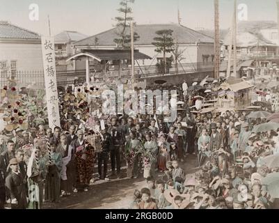 Vintage 19. Jahrhundert Foto - Meiji Ära Japan: Prozession. Stockfoto