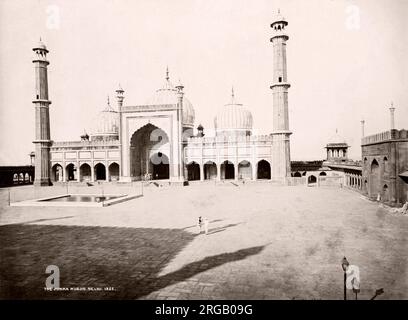 19 Vintage foto Indien - Jama Masjid Moschee, Delhi, Samuel Bourne, 1860 s Stockfoto