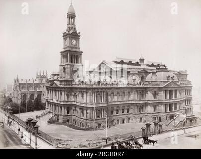 Vintage 19th Jahrhundert Foto: Town Hall, Sydney, New South Wales, Australien Stockfoto