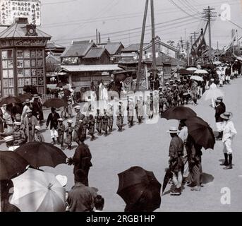 Feier des japanischen Sieges, Russisch-Japanischer Krieg um 1904 Vintage Foto aus dem frühen 20.. Jahrhundert Stockfoto