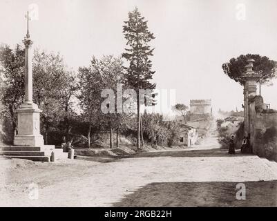Vintage 19. Jahrhundert Foto: Das Grab von Caecilia Metella ist ein Mausoleum etwas außerhalb von Rom an der drei Meilen Markierung der Via Appia, Appian Way. Stockfoto