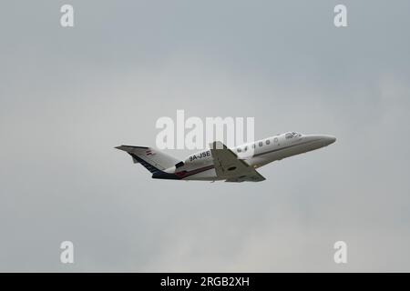 Zürich, Schweiz, 19. Mai 2023 9A-JSE Cessna Citation CJ2 Geschäftsflugzeug kurz nach dem Start von Landebahn 10 Stockfoto
