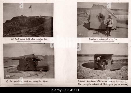 Vintage Foto China 1900 - Boxer Rebellion oder Aufstand, Yihetuan Bewegung - Bild aus einem Album eines britischen Soldaten, nahmen an der Unterdrückung des Aufstandes - Erfassung der Taku Forts Stockfoto