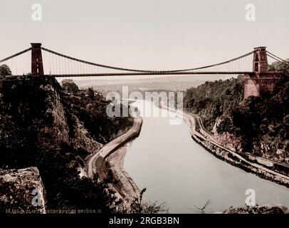 Vintage 19. Jahrhundert / 1900 Foto: Clifton Hängebrücke über den Fluss Avon, Bristol. Stockfoto