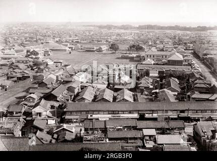 C 1880 Japan - Dachterrasse mit Blick auf den Tokyo Stockfoto