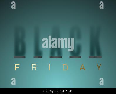 Black Friday Shadow Vektorbanner auf türkisfarbenem Hintergrund. Schwarze Buchstaben mit langem Schatteneffekt. Text „Goldener freitag“. Bannerdesign für kreative Verkaufsgespräche. Stock Vektor