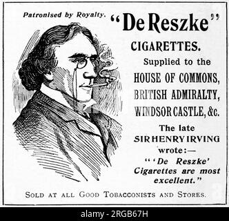 Sir Henry Irving wirbt für De-Reszke-Zigaretten Stockfoto