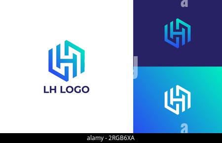 LH- oder HL-Logo-Design. Sechseckiger Buchstabe LH, einfacher und moderner Stil Stock Vektor