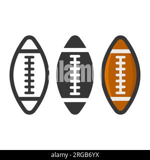 Vector Isolated Flat Sports Equipment Symbolsatz - American Football, Sports Ball Designvorlage - Farbe und Schwarz-Weiß-Illustration Stock Vektor