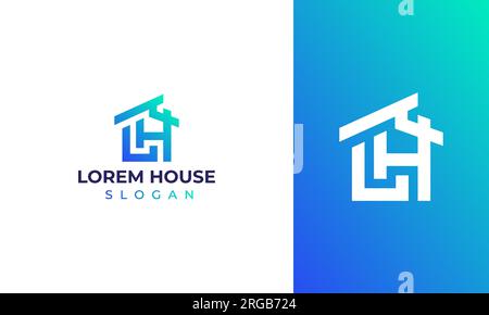 LH- oder HL-House-Logo-Design . Einfaches und modernes LH-Immobilienlogo Stock Vektor