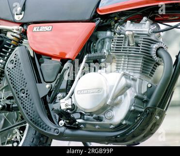 Kawasaki KL 250 Motorradmotor. Stockfoto