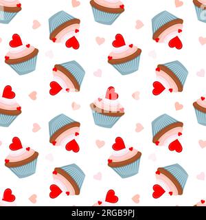 Valentinstag. Cupcakes mit Herzen. Stock Vektor