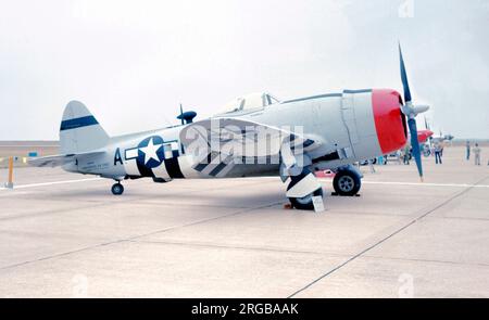 Republik P-47D Thunderbolt N47DA (msn 399-55616, ex '44-90471', ex '532') der Konföderierten Luftwaffe in Harlingen, Texas. Stockfoto