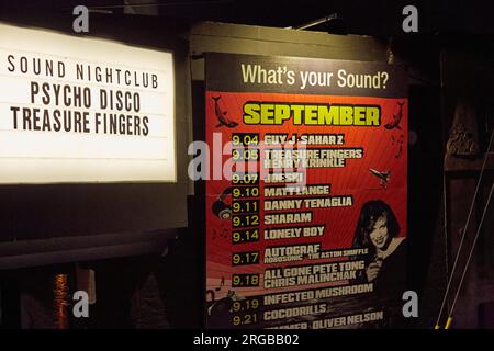 Hollywood, Kalifornien, USA. 5. September 2015. Die Schilder für den Sound Nighclub in Hollywood. (Kreditbild: © Ian L. SITREN/ZUMA Press Wire) NUR REDAKTIONELLE VERWENDUNG! Nicht für den kommerziellen GEBRAUCH! Stockfoto