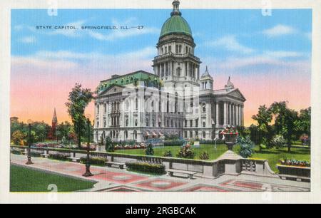 State Capitol Building, Springfield, Illinois, USA. Renaissance-Renaissance-Gebäude mit Kuppeldach, fertiggestellt im Jahr 1888 Stockfoto