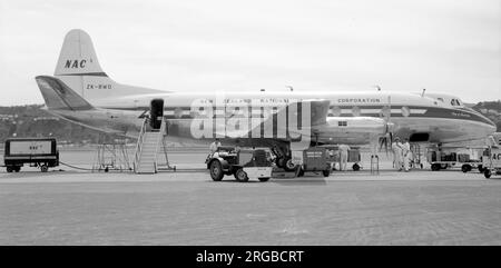 Vickers Viscount 807 ZK-BWO (msn 428), N.A.C. (National Airways Corporation) in Wellington, Neuseeland, im Februar 1962. Stockfoto