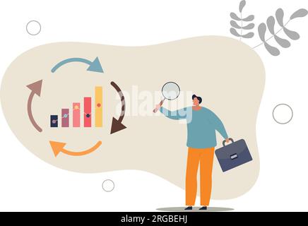 Konjunkturzyklus, um auf- und Abwärtsstudien zu Aktienmarkt, Boom oder Rezession, Konjunkturzyklus für Marketing, Statistik oder Datenanalysekonzept durchzuführen. Stock Vektor