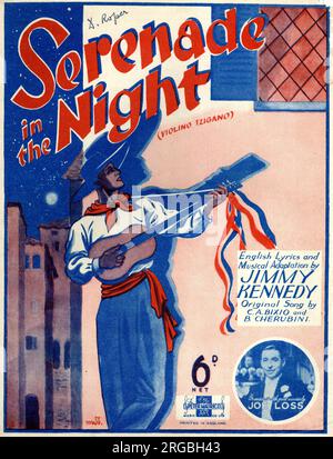 Titelmusik, Serenade in der Nacht (Violino Tzigano), englische Texte und musikalische Adaption von Jimmy Kennedy, Originallied von C A Bixio und B Cherubini, gespielt von Joe Loss. Stockfoto