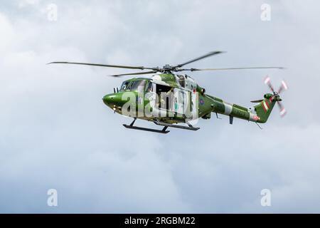 Projekt Lynx - Westland Lynx AH.7, Ankunft in RAF Fairford für die Royal International Air Tattoo 2023. Stockfoto