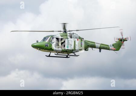 Projekt Lynx - Westland Lynx AH.7, Ankunft in RAF Fairford für die Royal International Air Tattoo 2023. Stockfoto