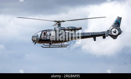 Westland Gazelle HT2, Ankunft in RAF Fairford für die Royal International Air Tattoo 2023. Stockfoto